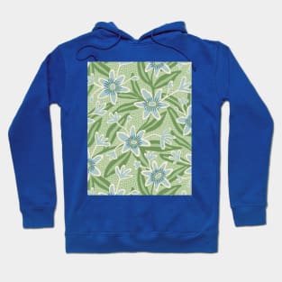 Abstract passiflora flowers in green Hoodie